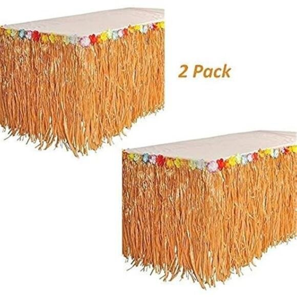 Grass Table Skirt - 2 Pack - 9 Feet - Real Hawaiian Island Party Decorations - Picture 3 of 4